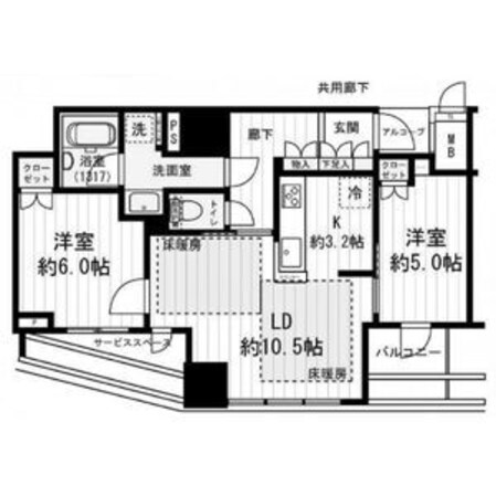 プラウドタワー北浜の物件間取画像